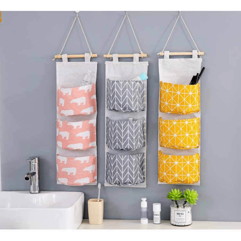Beige Fabric Door Back Wall Storage Hanging Bag Temu
