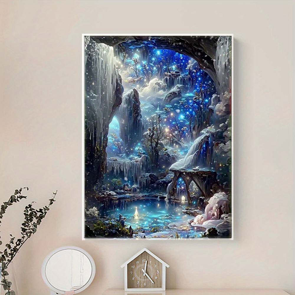 Full Square Diamond Canvas River Landscape Home Wall Decor - Temu