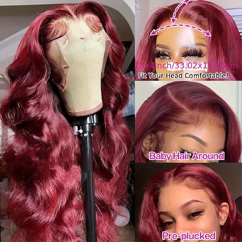 99j Burgundy Lace Front Wigs Human Hair 99j 13x4 Body Wave Temu