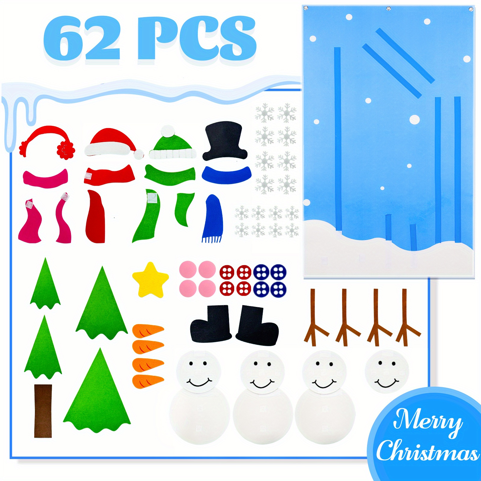 Felt Snowman For Kids Wall Double sided Diy Felt Christmas - Temu