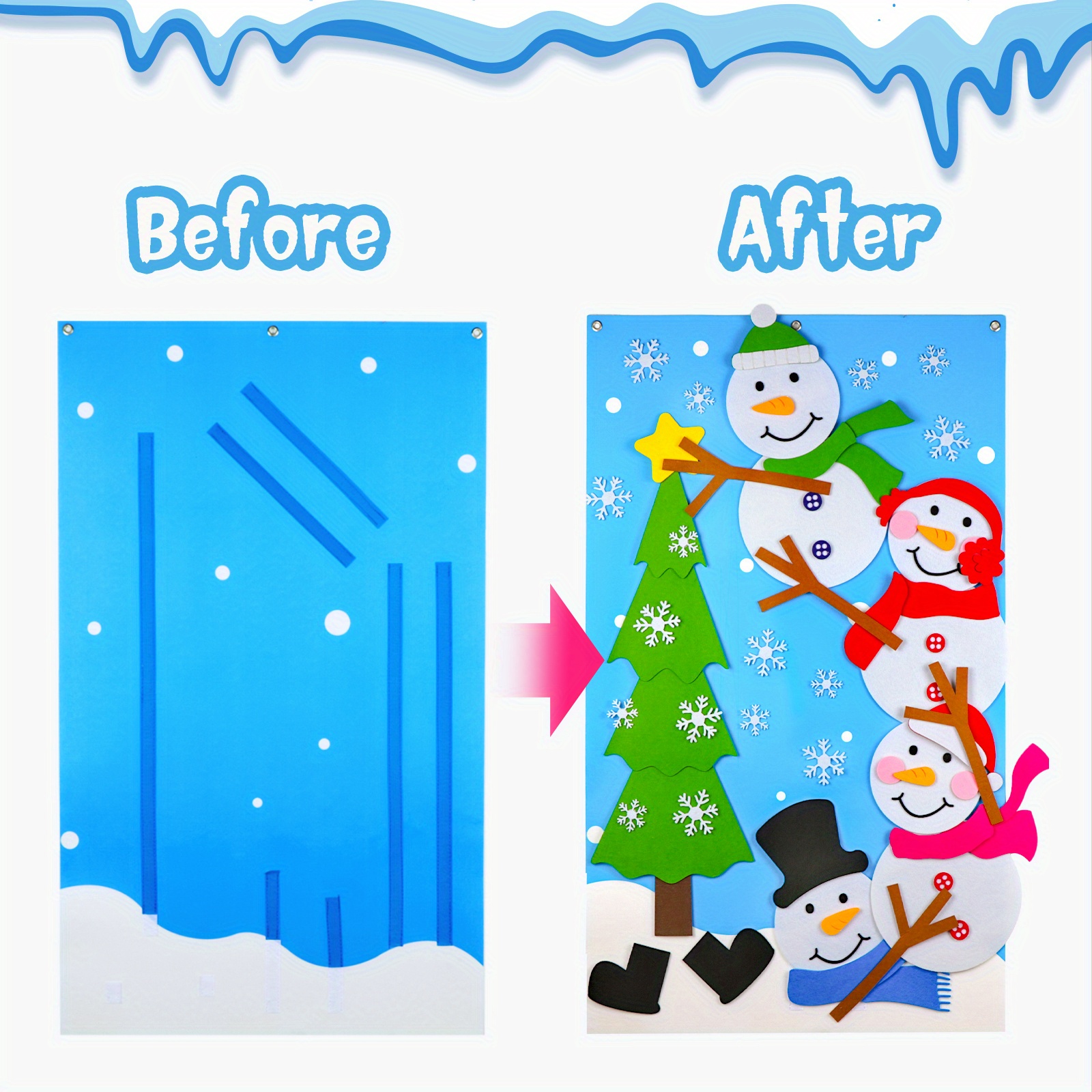 Felt Snowman For Kids Wall Double sided Diy Felt - Temu