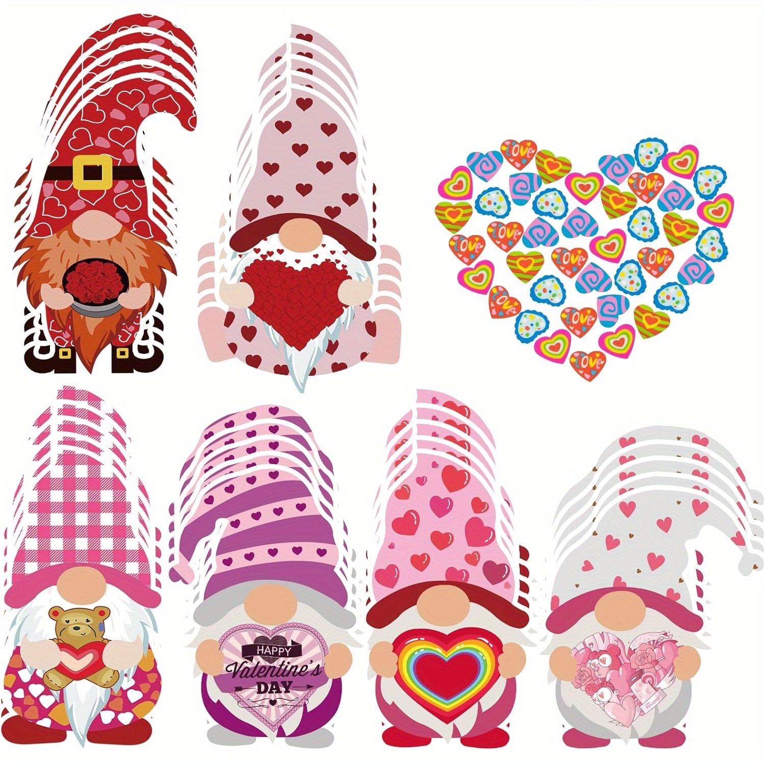 6 Pcs Valentine Bear Gnome Diamond Painting Sticker Art Craft for Boy Girls  Gift