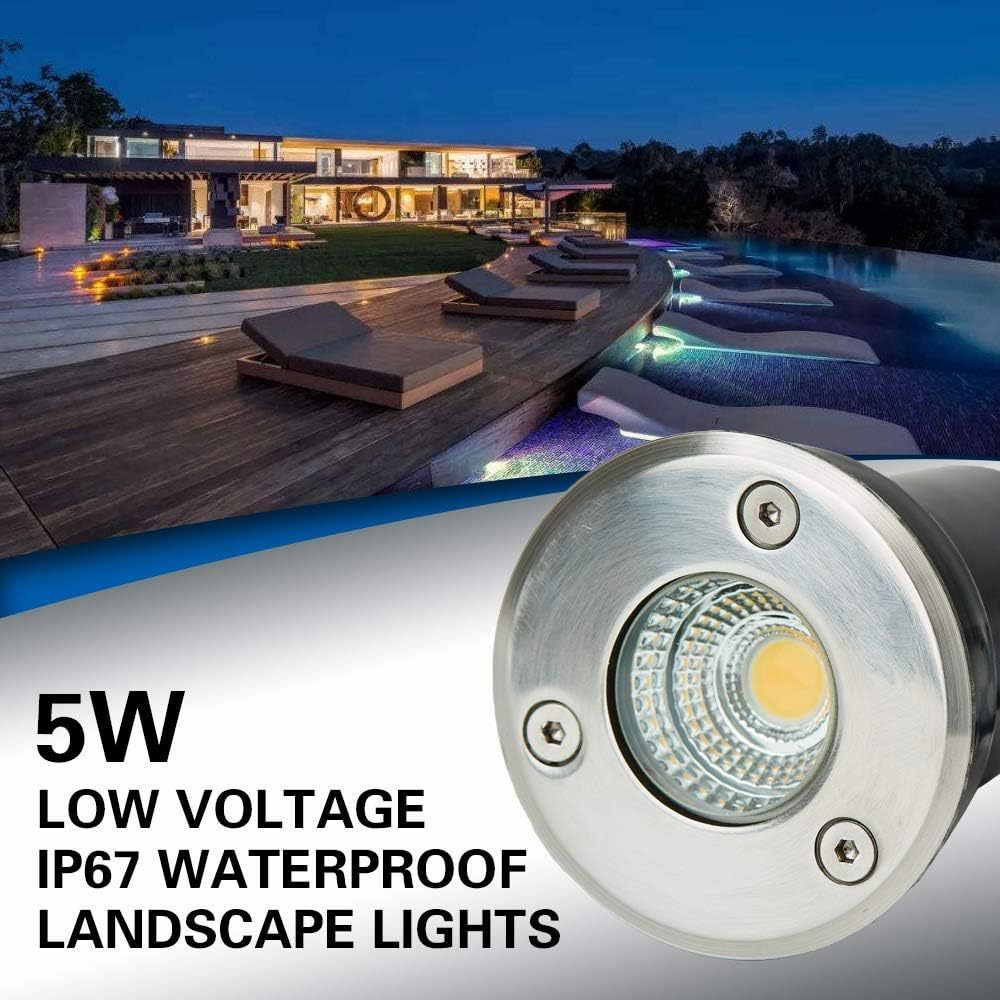 Led Landscape Lights Low Voltage 5W 12V 24V In-Ground Well Light 3000K Warm  White Waterproof Outdoor Spotlights for Garden, Pathway, Driveway, Deck(6