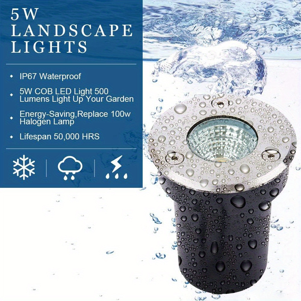Low Voltage Led Landscape Lights, Well Lights, Dc12v-24v, Warm Light And  Cool Light,ip67 Waterproof In-ground Lights For Garden,yard, Driveway,  Deck,pathway Lights(include Connectors)) - Temu