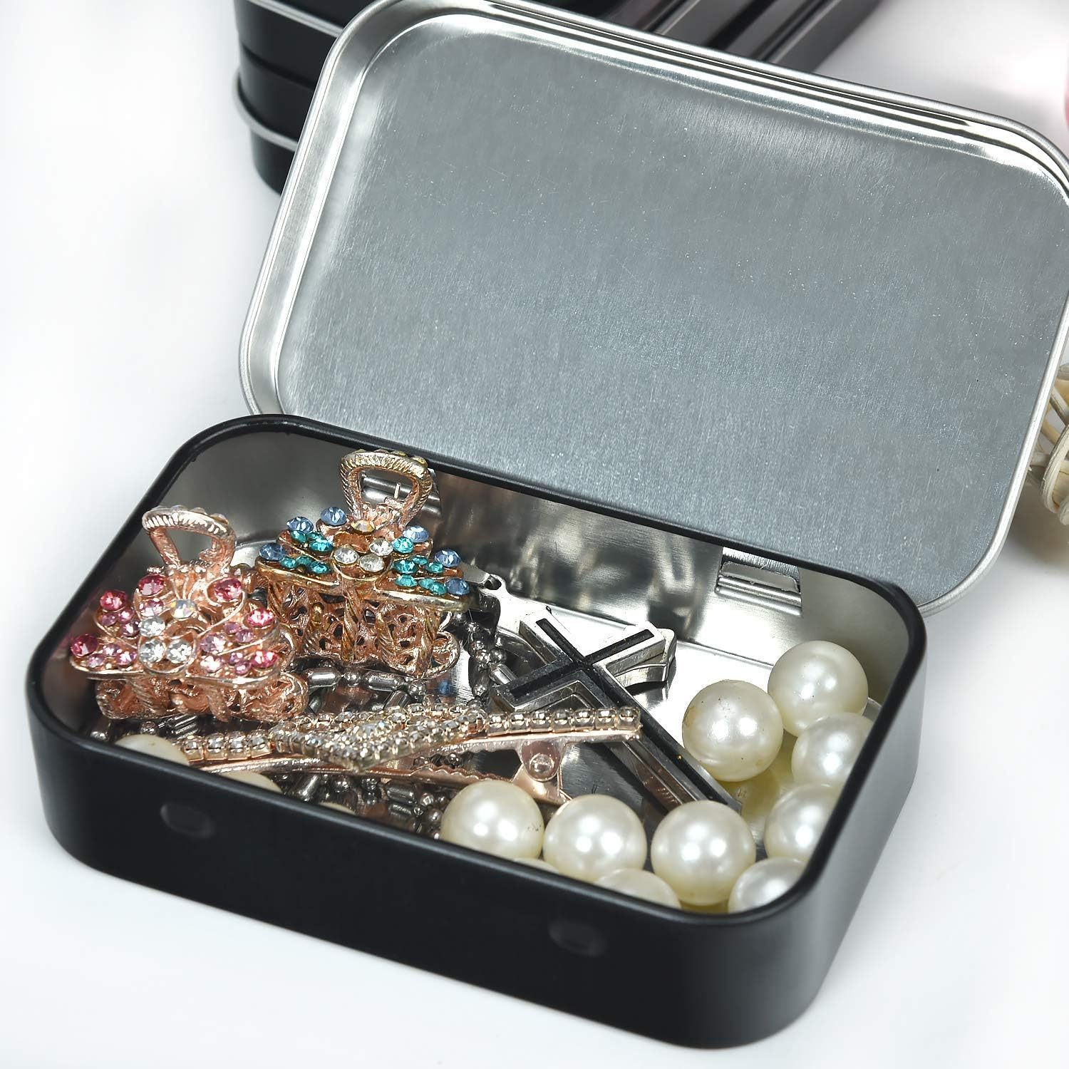 Metal Tin Box Metal Tins with Lids Clear Top Tins Box Empty Storage Tins  Case