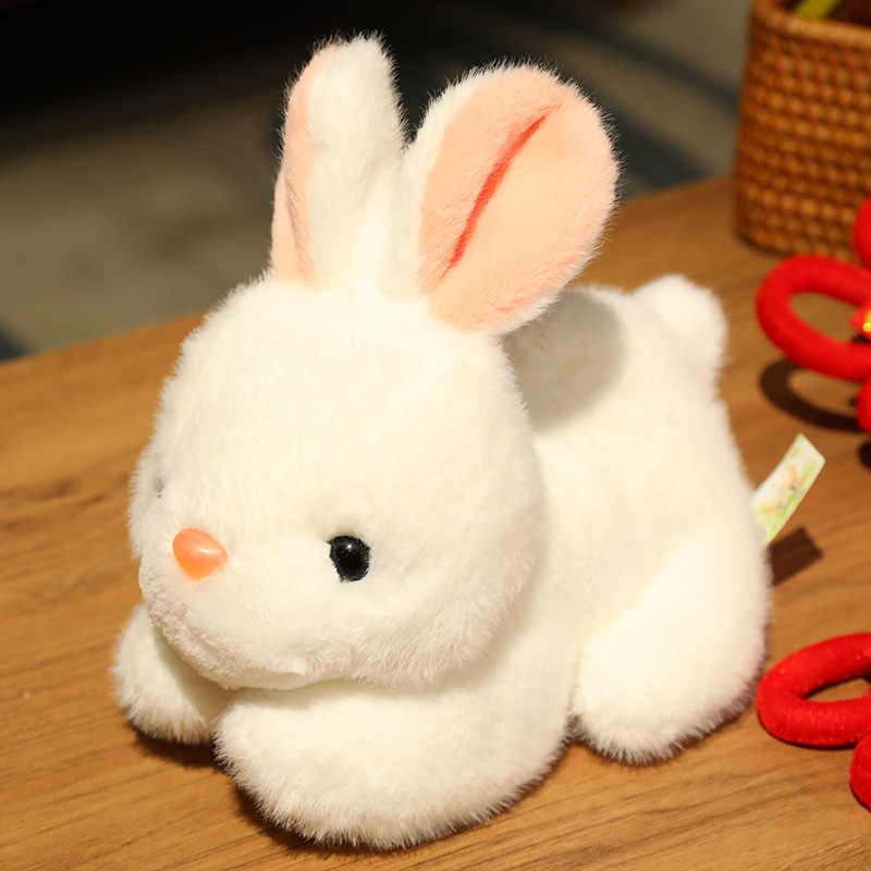 Jouet en peluche lapin de Simulation 15/30cm, 1 pièce, poupée de lapin  réaliste, oreiller apaisant pour enfants, cadeaux d'anniversaire et de noël  pour bébé - 15CM - blanc