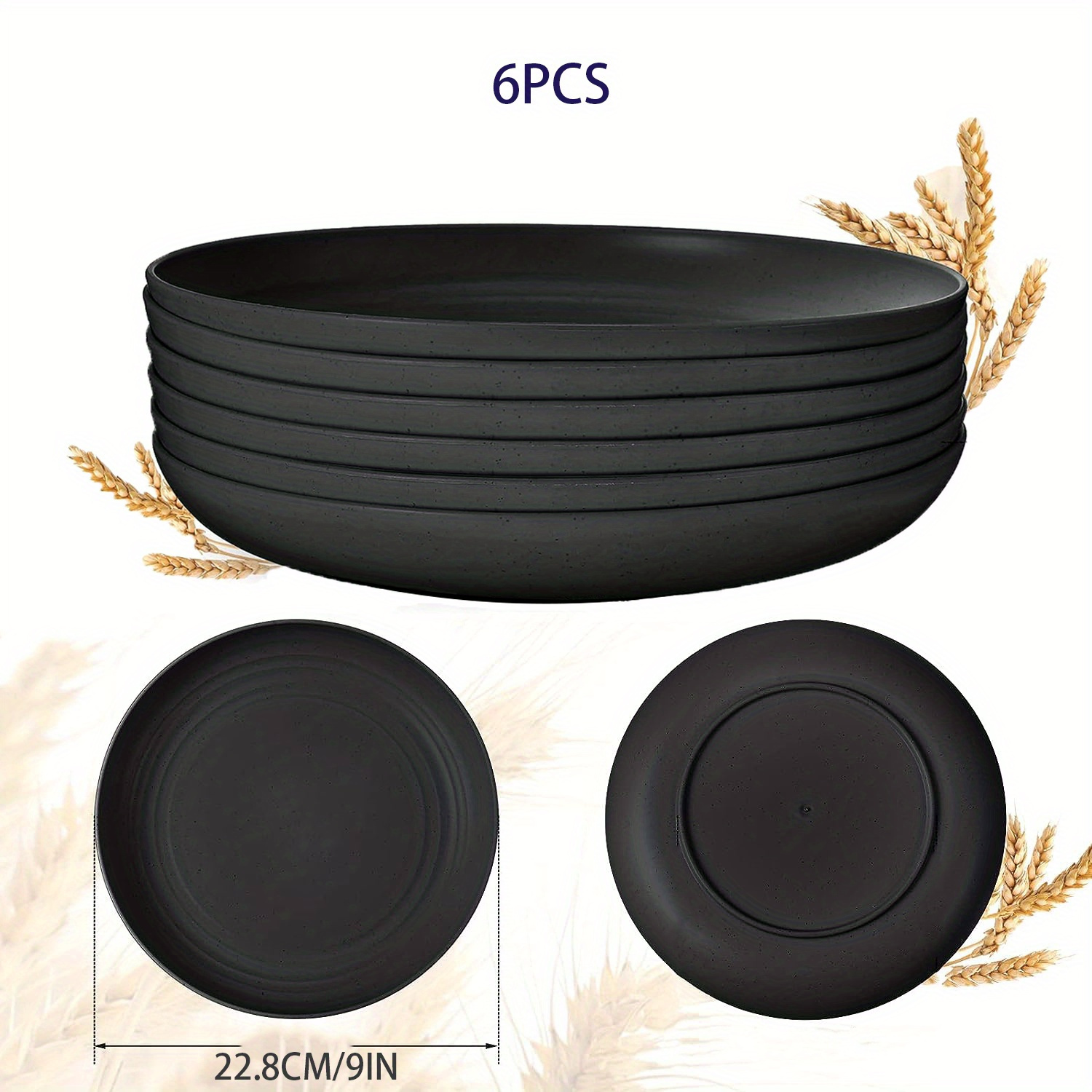 Black Round Microwave Safe Plate