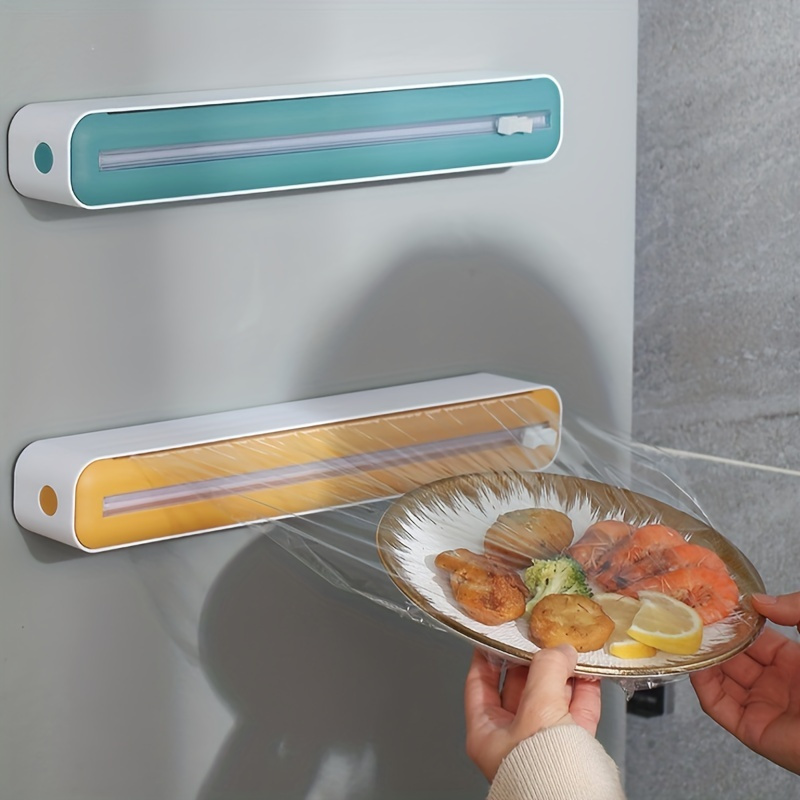 Plastic Food Wrap Dispenser For Kitchen With Slide Cutter Adjustable Cling  Film Cutter Preservation Foil Storage Box Kitchen