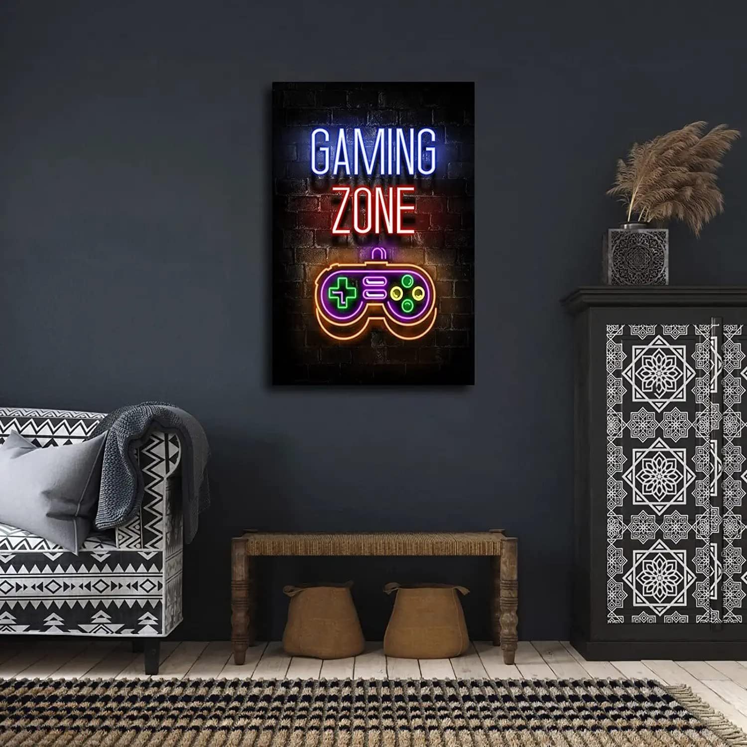 6Pcs Neon Gaming Posters for Boys Room Decor - Video Game Wall Art Decor  Canvas for Teens Men | Gamer Room Decor Gift Idea