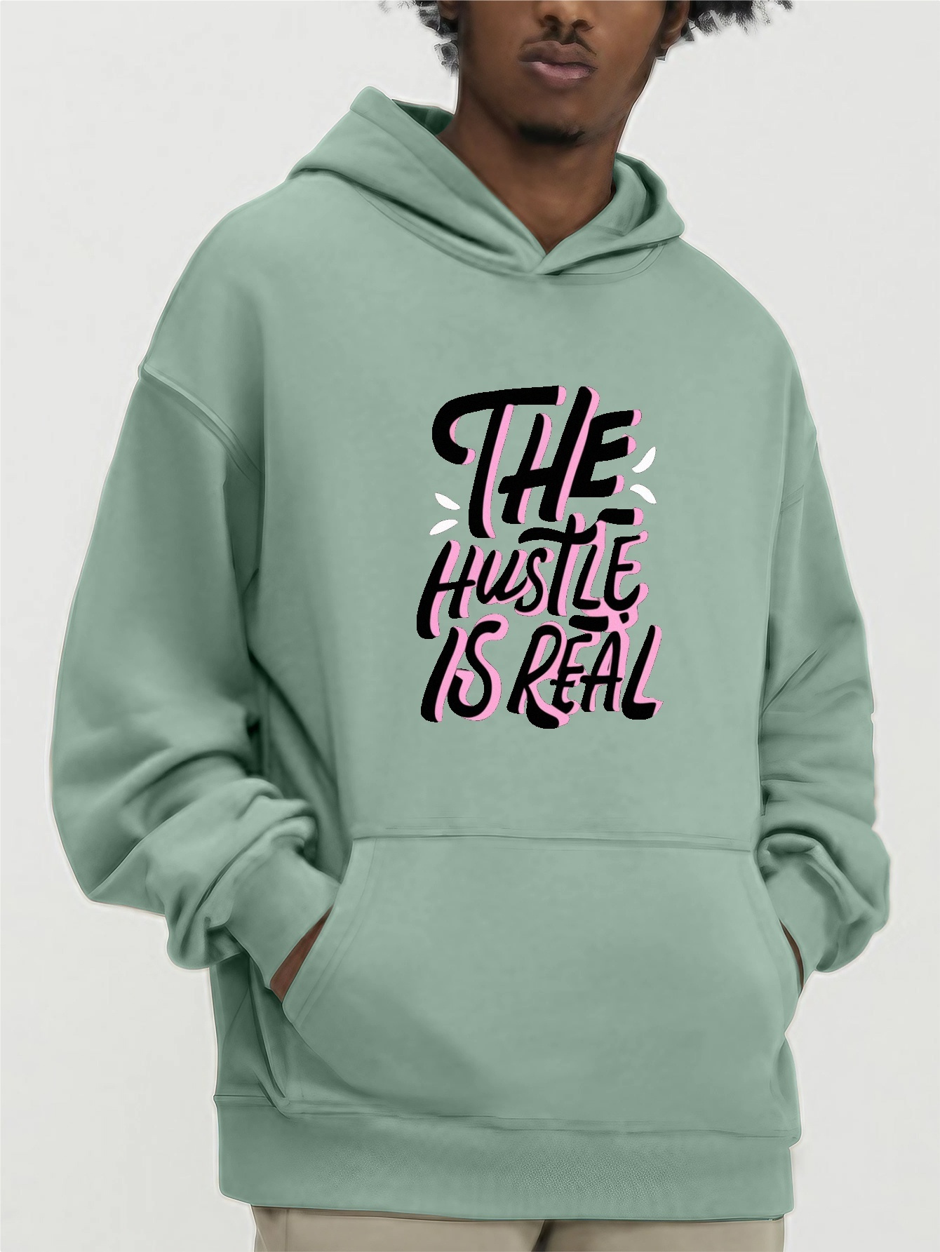 Hustle Real Print Men's Trendy Comfy Hoodie Casual Slightly - Temu New  Zealand