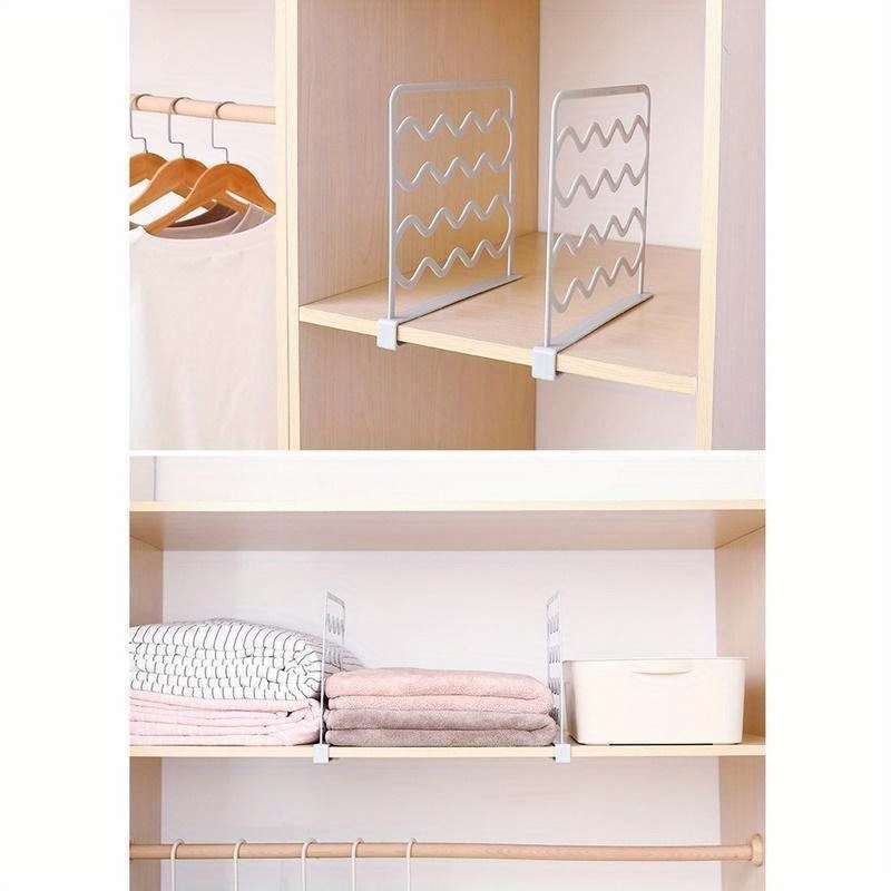 Mebbay Closet Shelf Dividers, 12 Pack Plastic Closets Shelves Organizer,  Wood Shelf Divider for Clothes, Book and Bedroom Organization