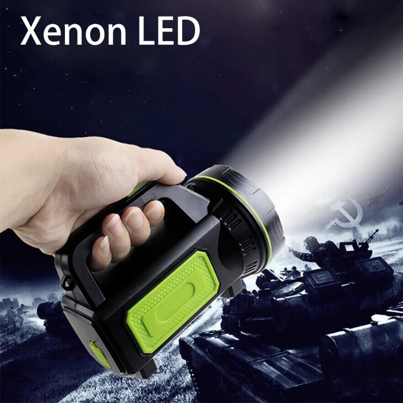 Super Bright Powerful Led Spotlight Flashlight USB Rechargeable High Lumen  Large Battery Powered Searchlight Waterproof Handheld Search Light Torch