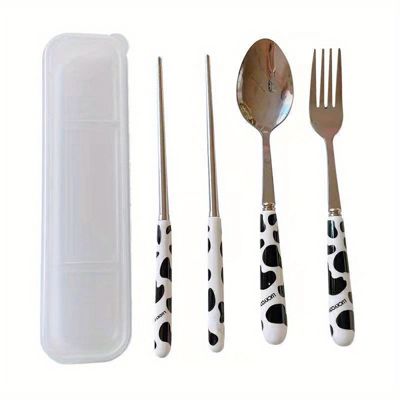 Spoon Cutlery Set Cartoon Include Portable With Flatware With Case