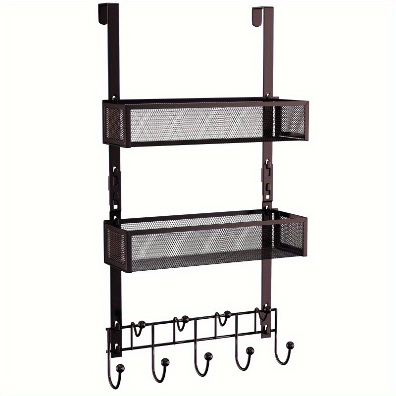 Over The Door Metal Storage Shelf Coat Hook Rack Organizer for