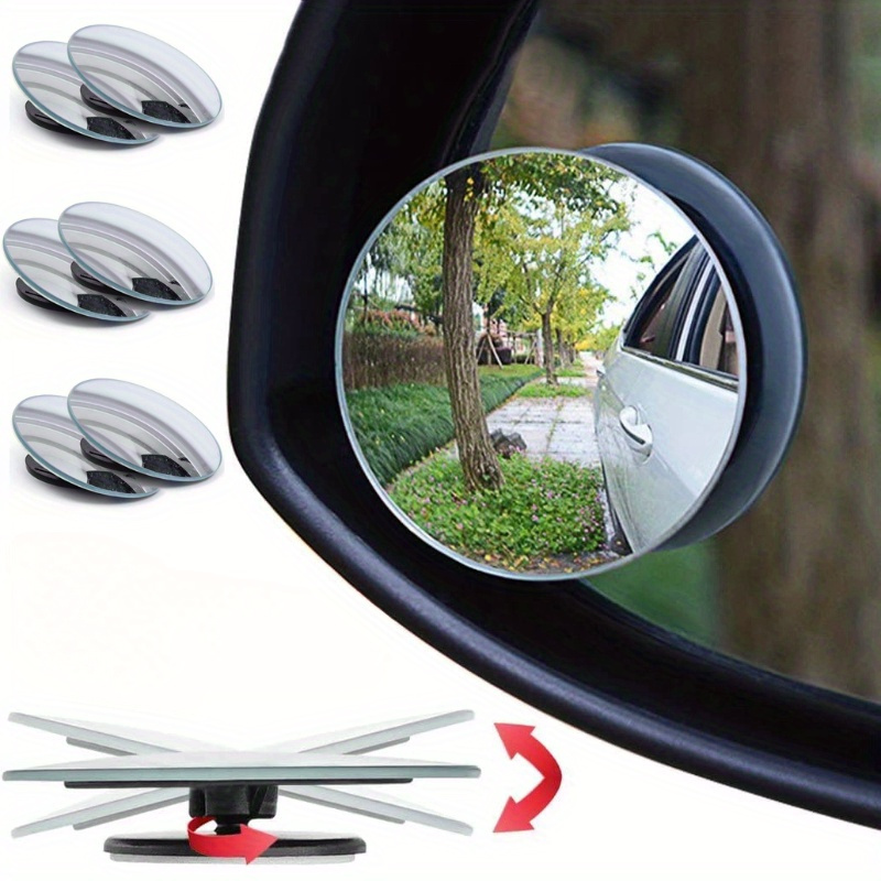 2/4 Stück Auto Kleine Runde Spiegel Blind Spot Rückspiegel Hilfsspiegel  Einparken Konvexer Spiegel 360 Grad Einstellbar