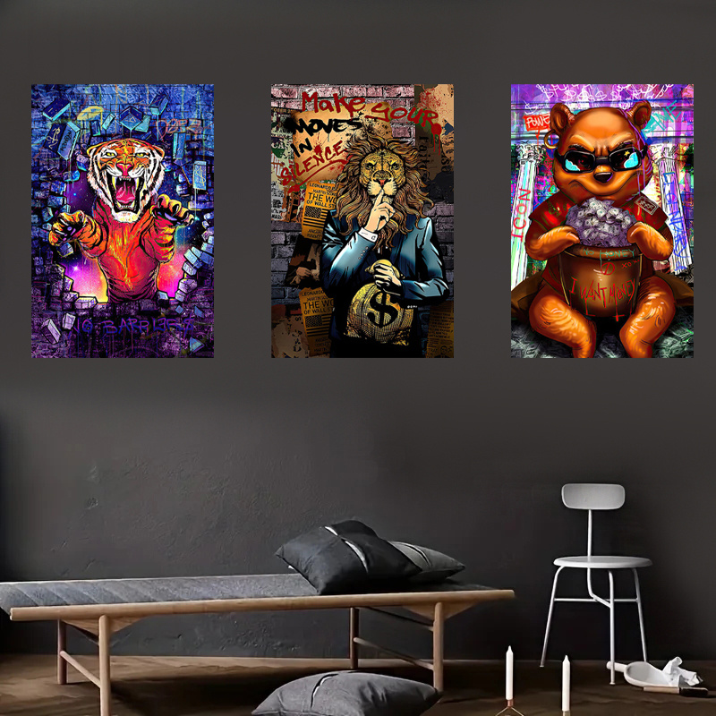 Small Colourful Lion Wall Art, Canvas Wall Art