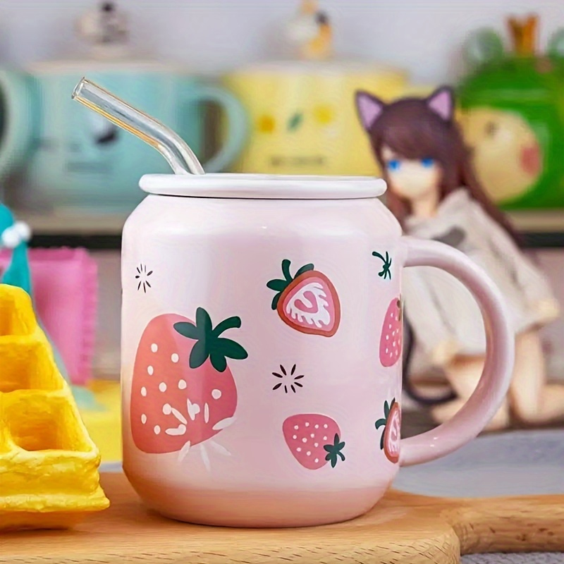 Kawaii Boba Mug Creative Cartoon Ceramic Straw Cup With Lid Cute Student  Personality Coffee Mugs Office Milk Tea Breakfast Cups