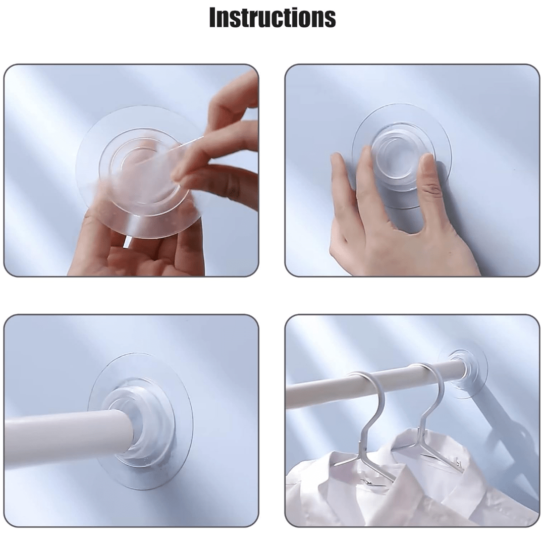 Pole Holder Wall Mount Adhesive  2/4pcs Shower Curtain Rod Mount