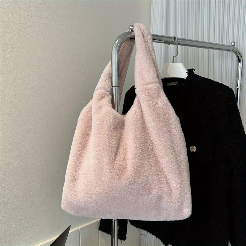 Plush Faux Fur Handbags Women Stylish Fluffy Tote Bags Y2k - Temu