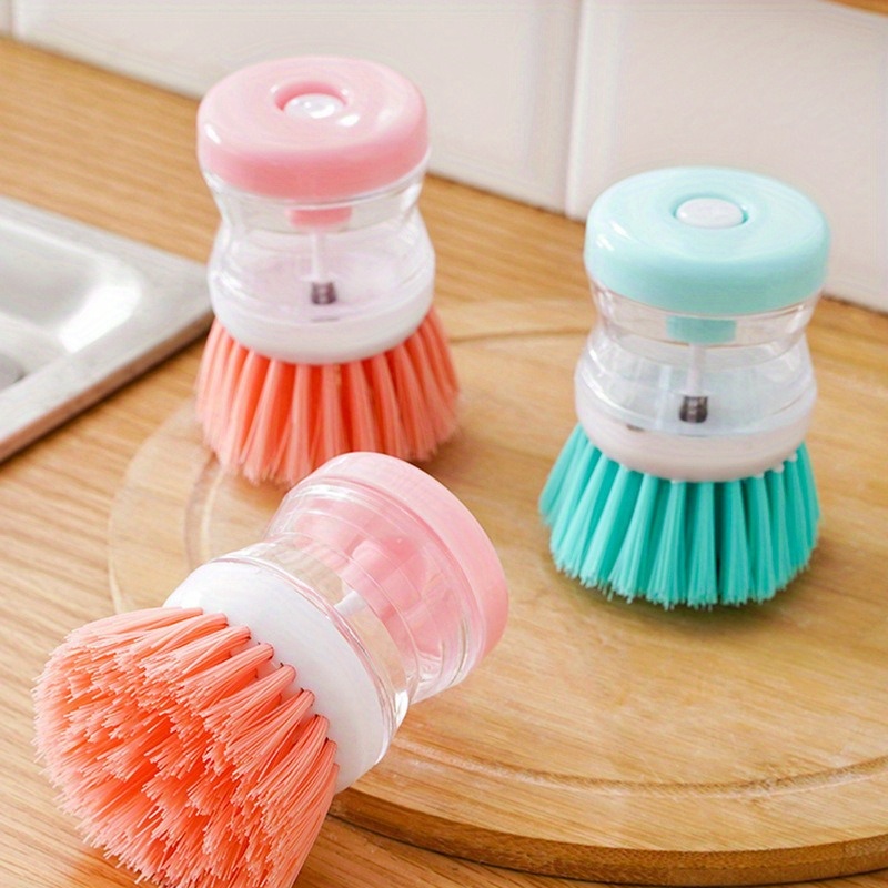 Soap Dispensing Palm Brush, Kitchen Sink Pan Brush, Kitchen Cleaning Brush  With Stainless Steel Body And Sturdy Nylon Bristles Dishwashing For Dish  Pot Pan Sink Cleaning - Temu