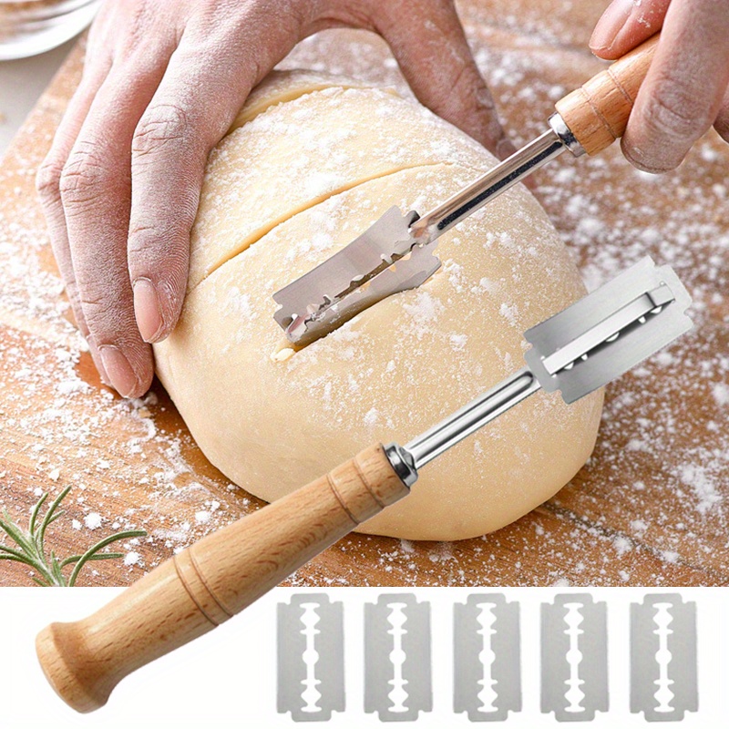 Premium Lame Bread Tool for Bakers, Handcrafted Bread Scoring Knife Lame  with 5 Replaceable Blades, Homemade Pizza, Cake or Bread Lame Cutter Dough Scoring  Tool with Leather Protective Cover