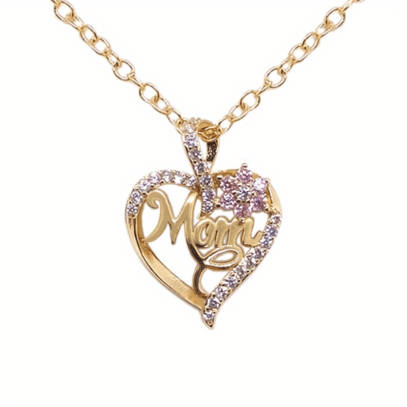 Creative Heart Flower "MOM" Pendant Necklace