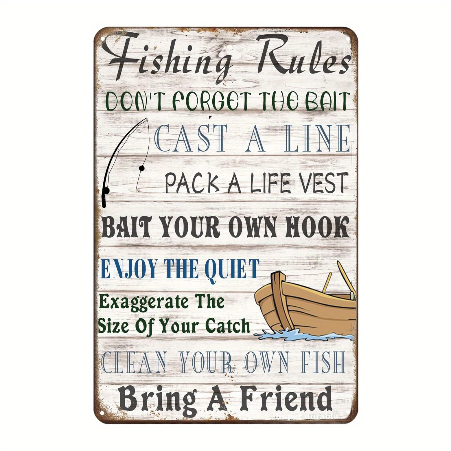 Fishing Rules Metal Funny Tin Sign Vintage Pool Signs Wall Decor For Home  Outdoor Lake Deck Sign