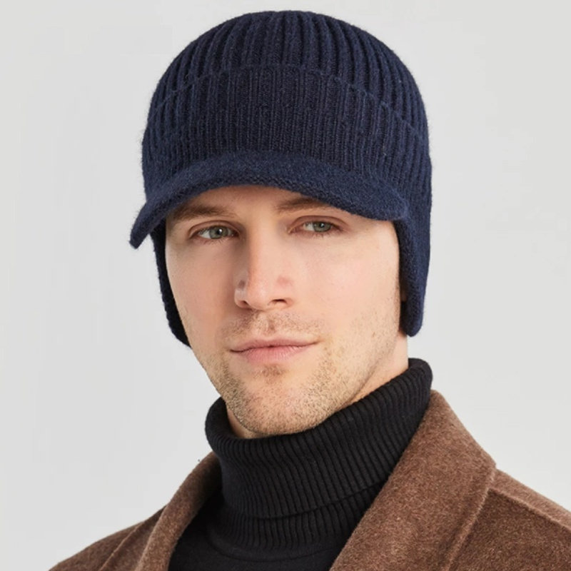 1pc Mens Winter Thicken Knitted Hat Windproof Warm Hat With Earmuffs  Suitable For Fishing Cyling Skiing, Don't Miss These Great Deals