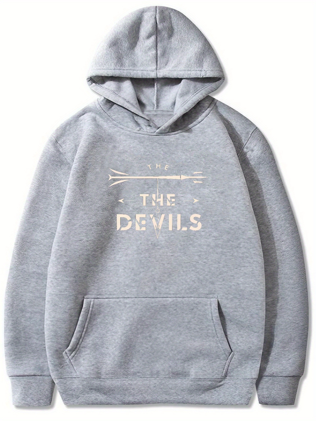 Devil Print Fleece Men's Long Sleeve Hoodies Street Casual - Temu