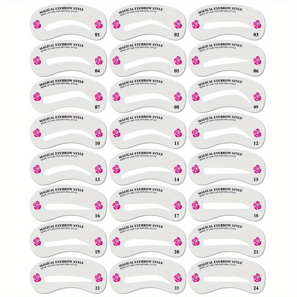 24 Styles Eyebrow Shaping Stencils - Grooming Kit For Women - Perfect For Beauty Modeling And Makeup Application