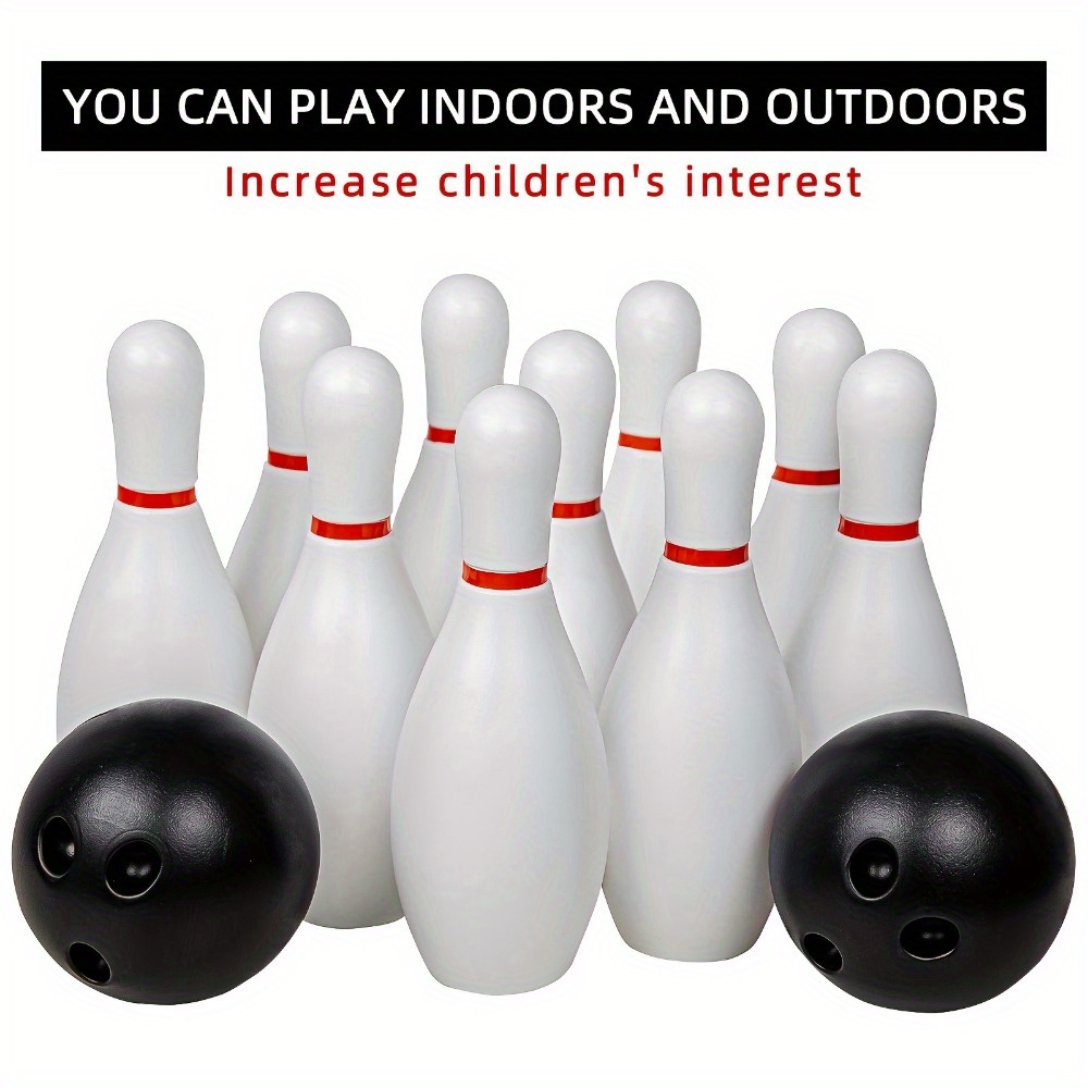 Bowling Ball Toy Set Sports Toys Indoor Outdoor Sports Toys Classic White  Style Large Size 10 Bottles 2 Balls