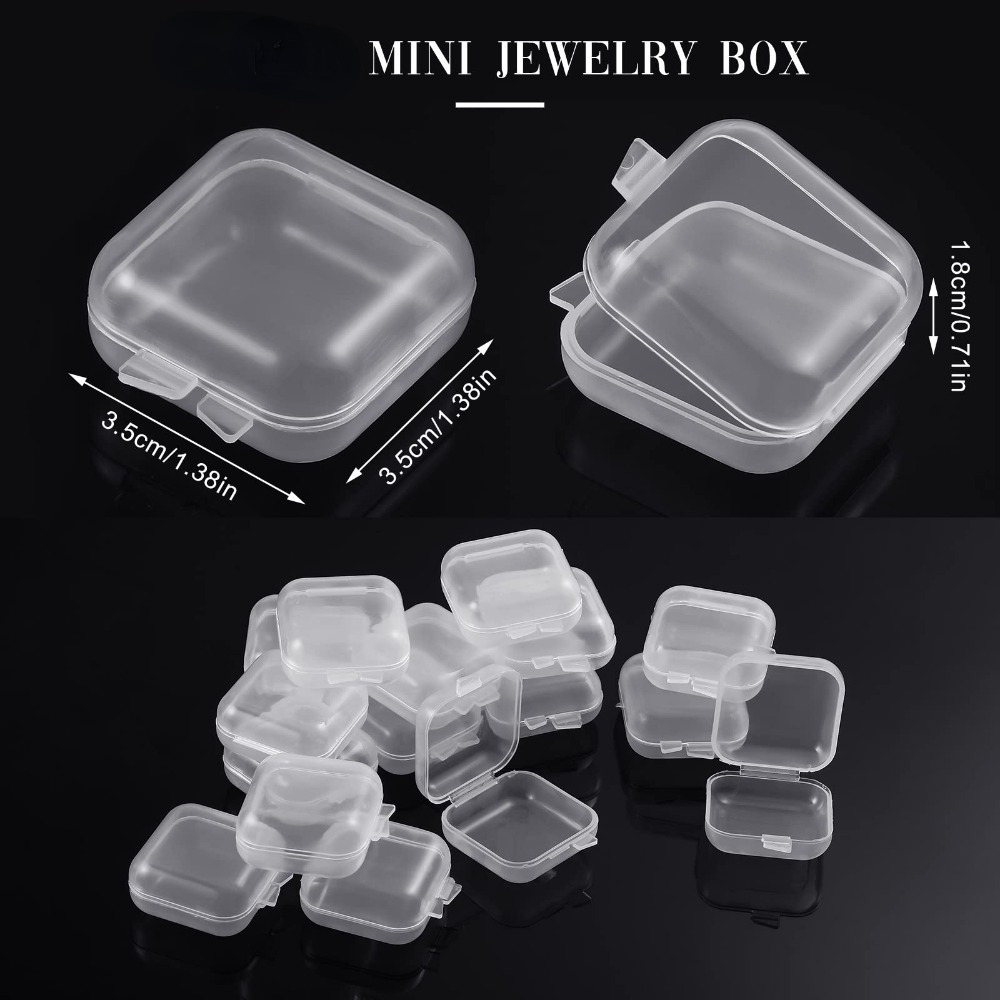 14Pcs Rectangular Clear Small Jewery Boxes and Big Storage Case