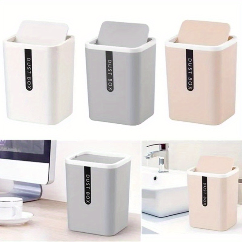 Desktop Small Trash Can Mini Plastic Garbage Can With Lid - Temu