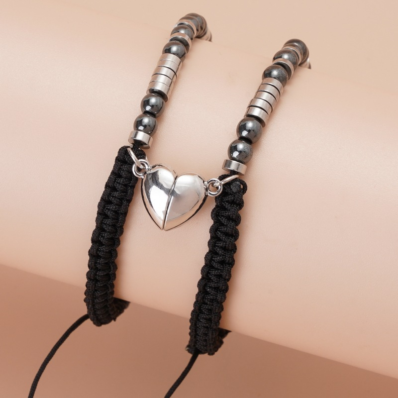 2pcs Couple Magnetic Heart Charm Bracelet