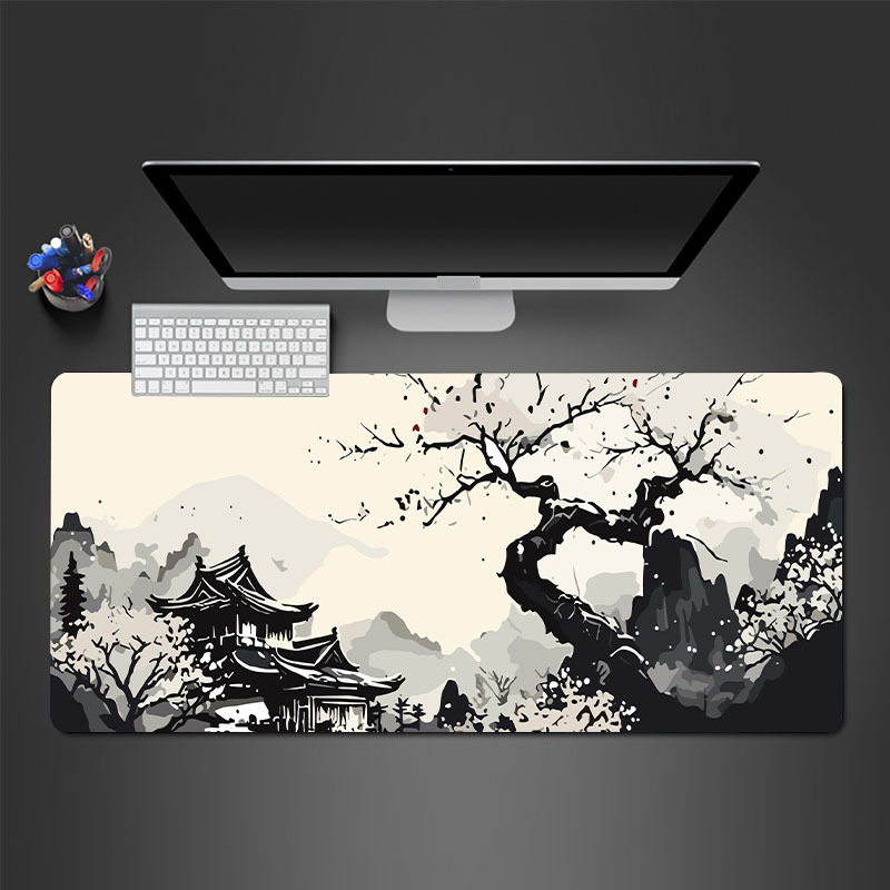 

Landscape Mountain Painting Large Mouse Pad Extended Gaming Mouse Pad Non-slip Rubber Base Mousepad Stitched Edges Keyboard Mouse Mat Desk Pad For Laptop Computer Pc 35.4 X 15.7 Inches