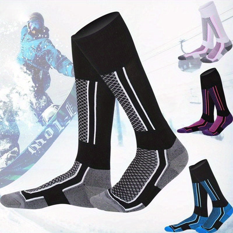Calcetines antideslizantes de esquí para mujer, medias altas de