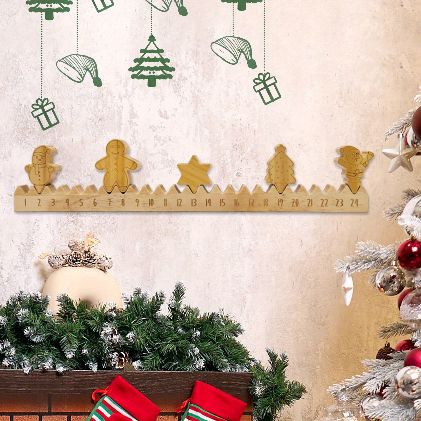 Lot de 4 mini calendriers de Noël 2023 sur pied, calendrier de bureau  mensuel en forme de bonhomme en pain d'épices, petit calendrier de table,  livre pour l'école, le bureau, la maison