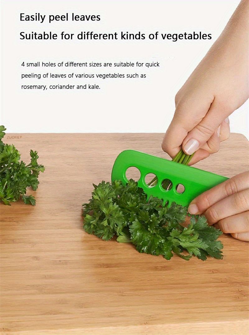 1pc   herb stripper tool quick   leaf removal for parsley   rosemary   abs plastic green portable kitchen gadget details 4