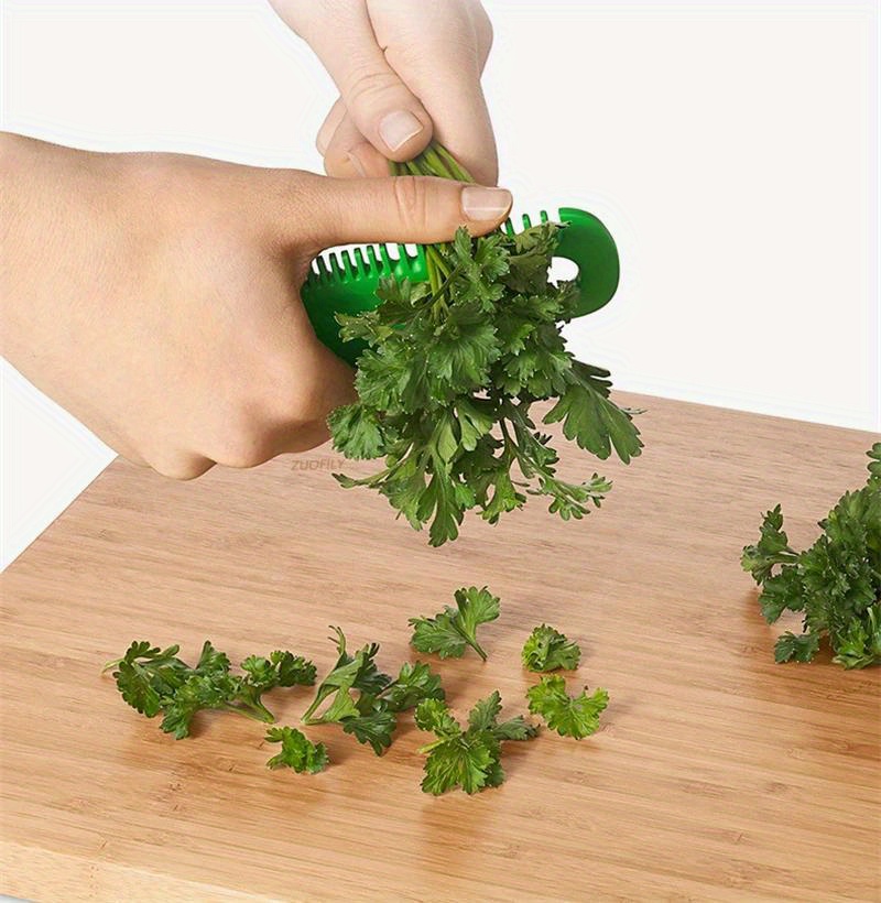 1pc   herb stripper tool quick   leaf removal for parsley   rosemary   abs plastic green portable kitchen gadget details 7