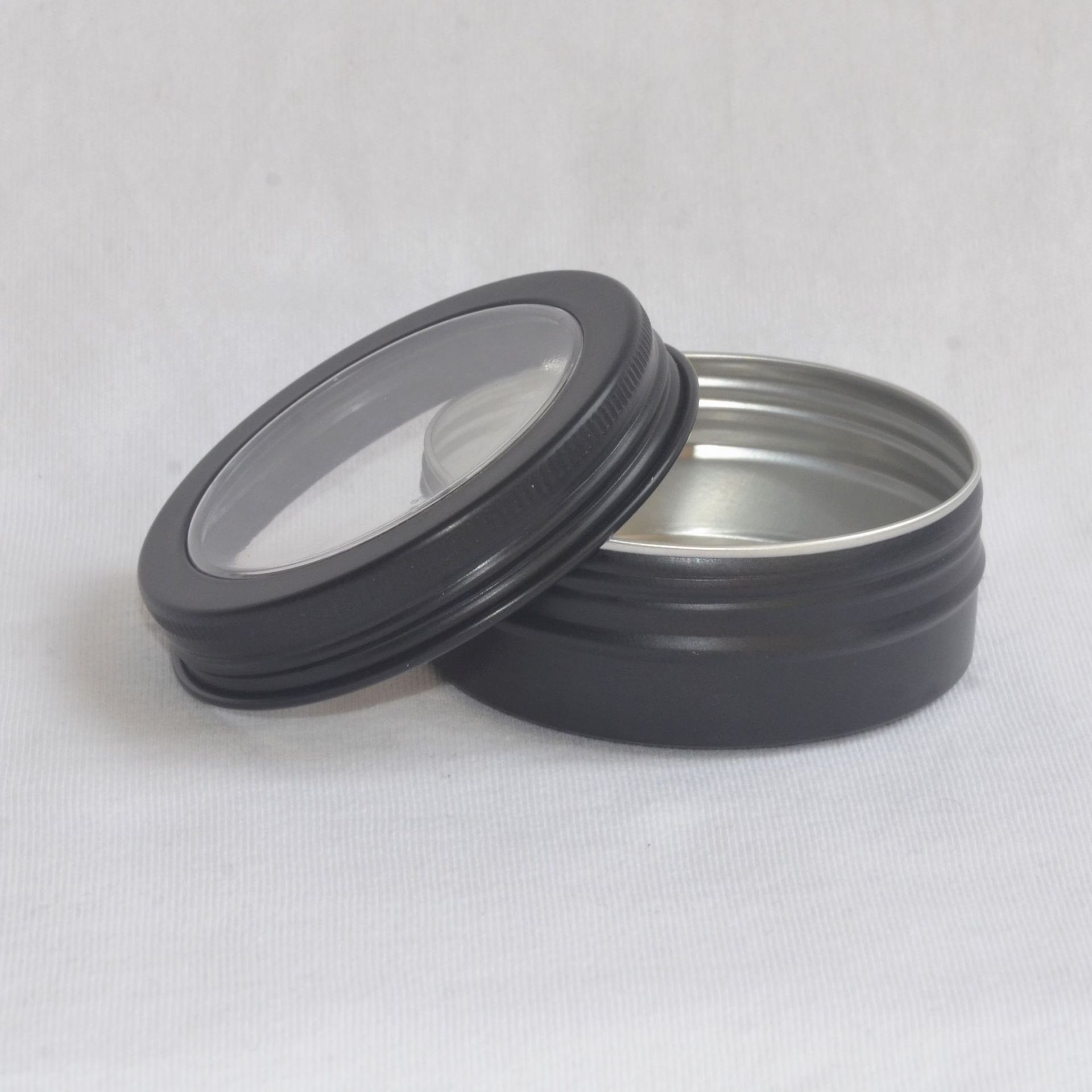 Aluminum Tins Jars Containers Round Clear Top Screw Lids For