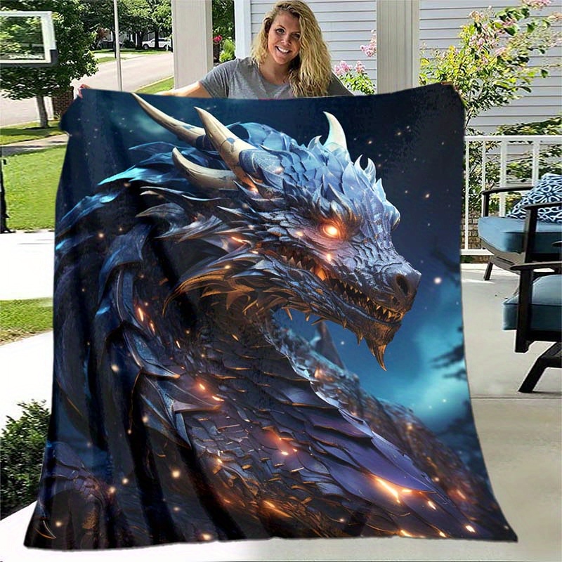 Goth Purple Giant Dragon Thin Blanket Lightweight Flannel - Temu