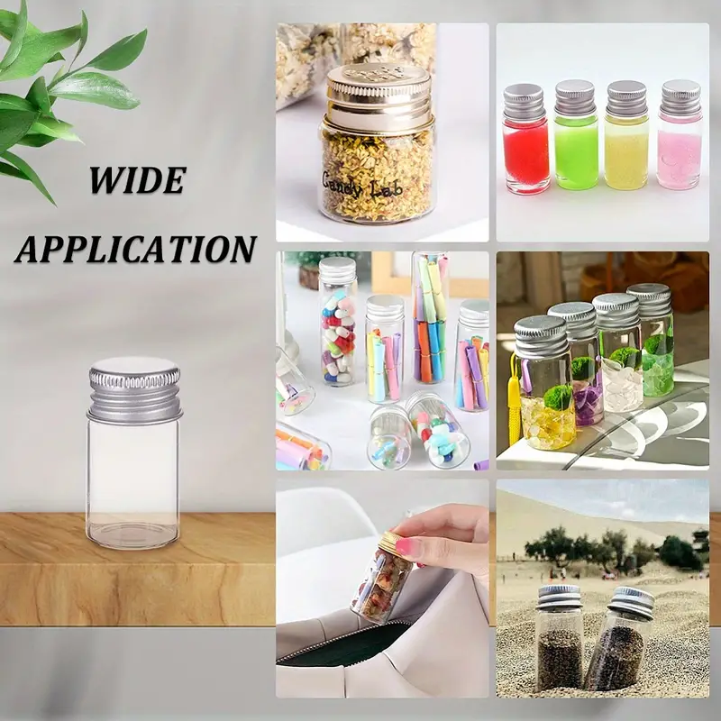 Mini Glass Jar, Empty Cosmetic Jars, Clear Small Vials, Empty Glass Bottles  With Screwed Aluminum , Wishing Message Bottle, Liquid Hold Storage Bottle,  Home Storage Supplies, Outdoor Travel Supplies - Temu