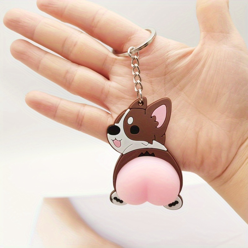  Cute Animal Butt Shape Keychain, 3D Cartoon Funny Pets