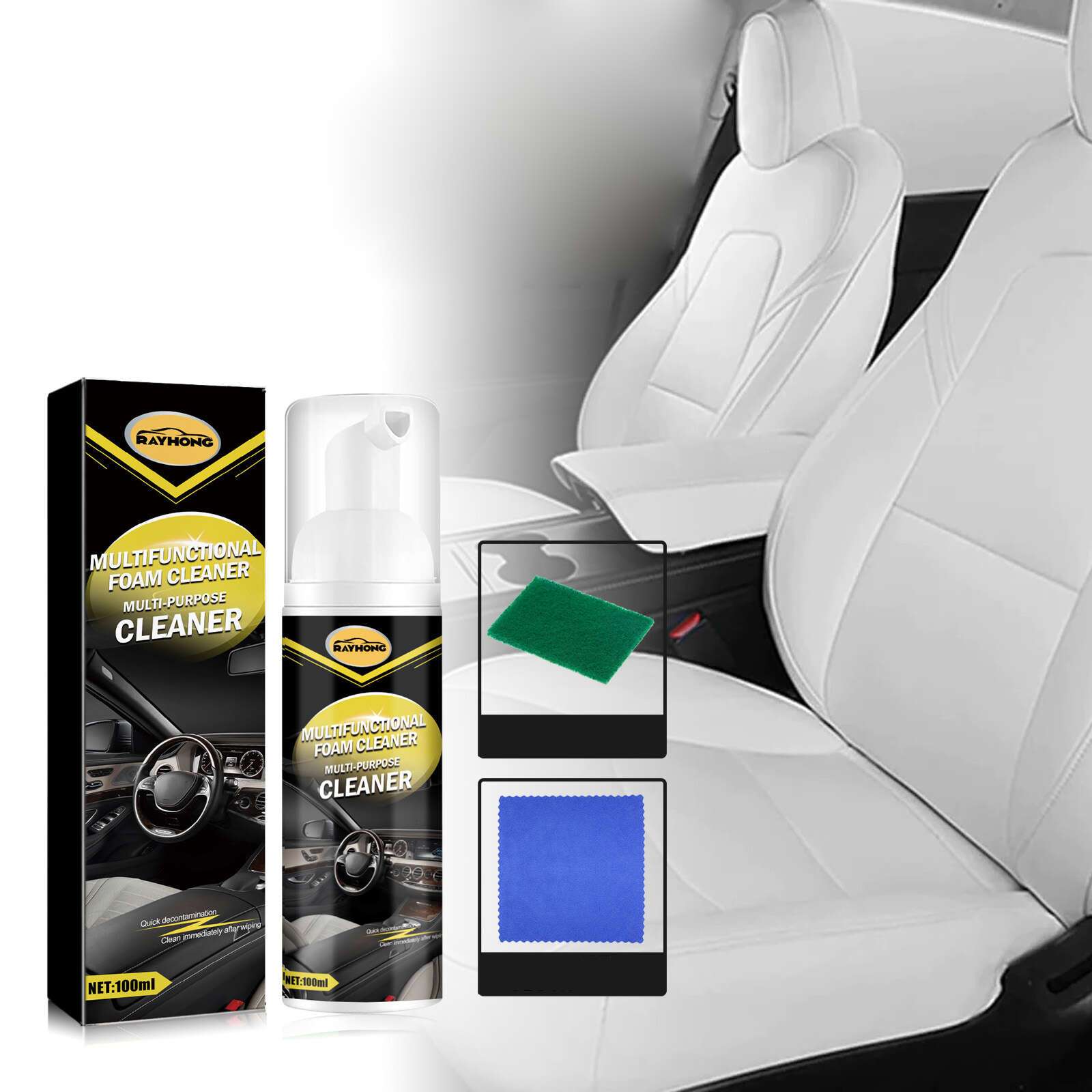 Car Neutral Ph Interior Cleaner Dust Remover Seat Liquid Leather Cleaner  Roof Dash Cleaning Foam Spray Car Care Hgkj S21 - Leather & Upholstery  Cleaner - AliExpress