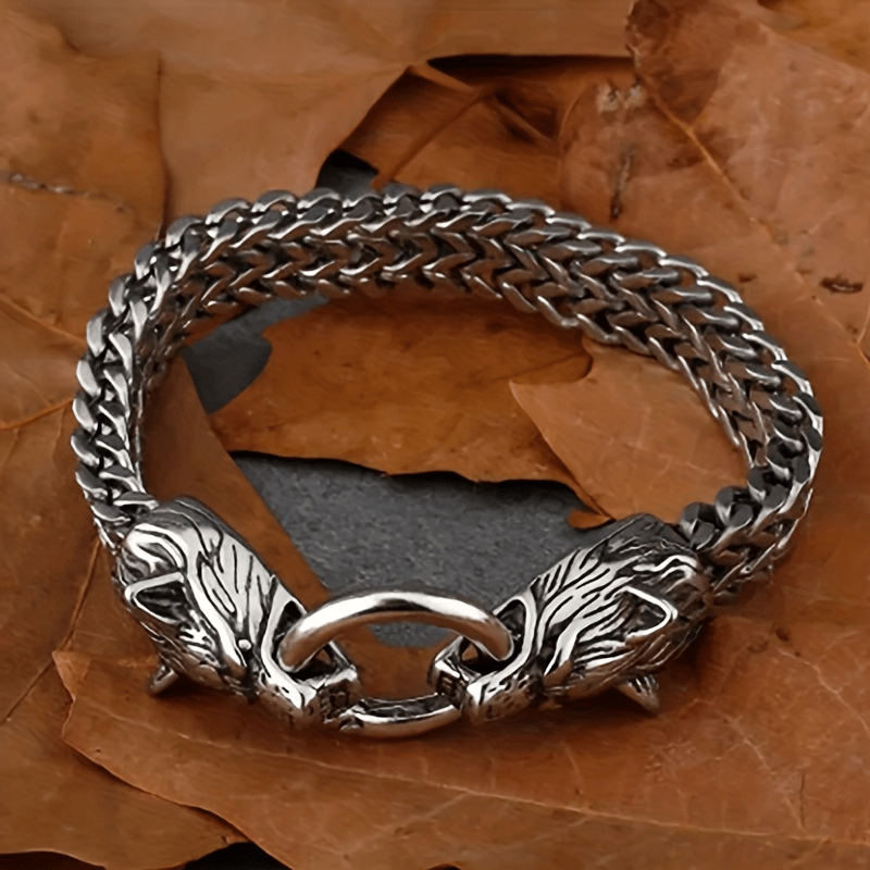 Pulsera Vintage de acero inoxidable para hombre, brazalete vikingo con  brújula, cordón de cuero, Odín nórdico