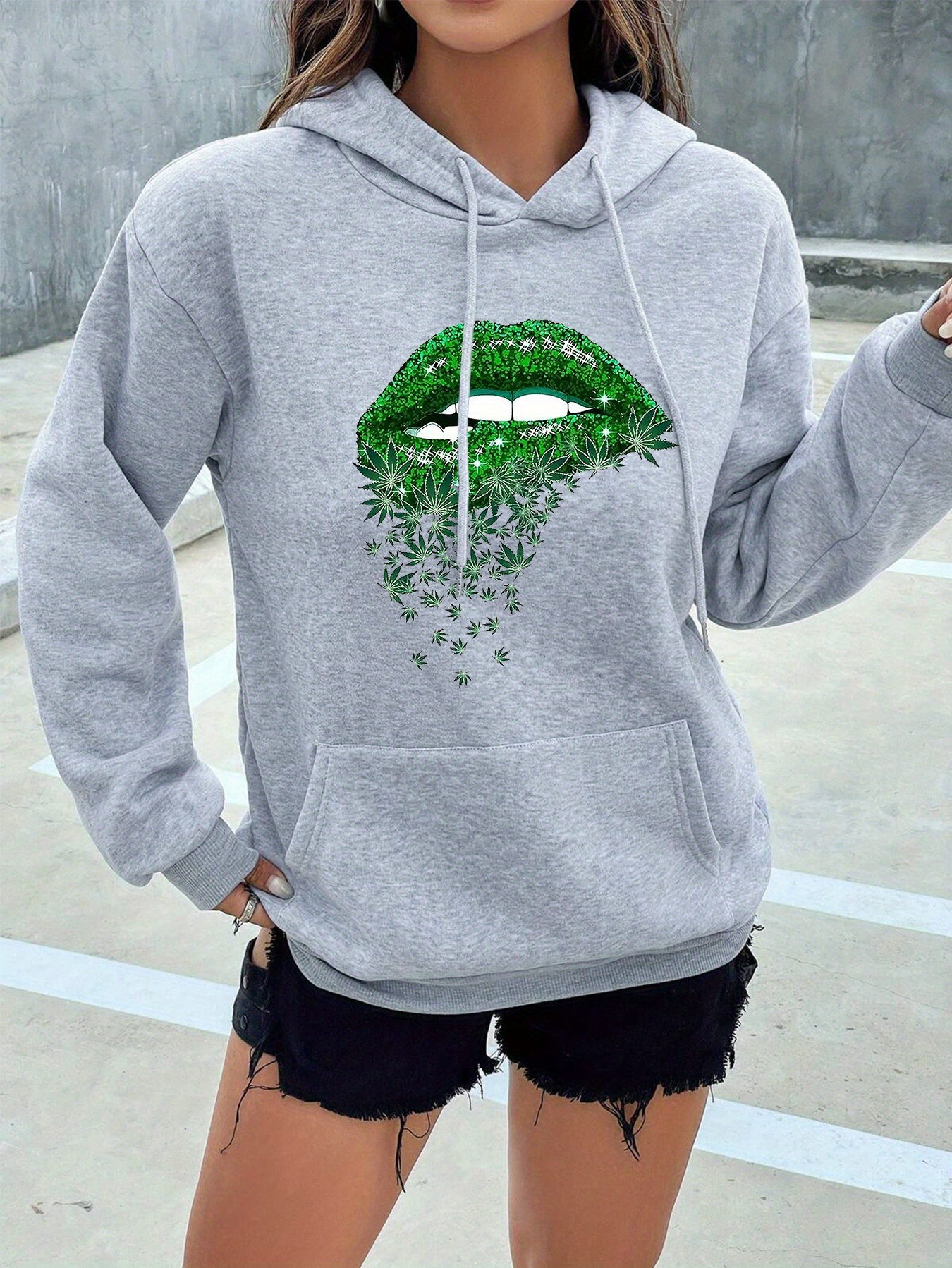 v Letter Snake Print Drawstring Hooded Sweatshirt Kangaroo - Temu