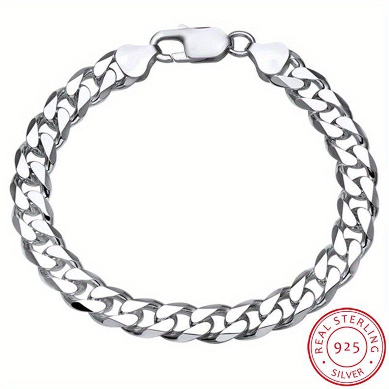 Stylish Silver Cuban Link Cuban Chain Bracelet Men Women - Temu