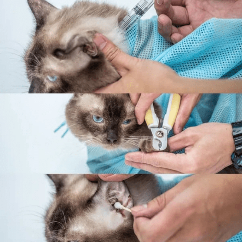 1  bathing bag   clean and comfortable prevents scratching easy and quick design suitable for kittens and   cats pet grooming accessory soft fabric material secure drawstring closure Product details 5
