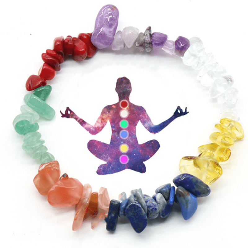 7 Chakra Bracelet 8 Color Healing Beads Lava Natural Reiki Stone Gemstone  Bangle