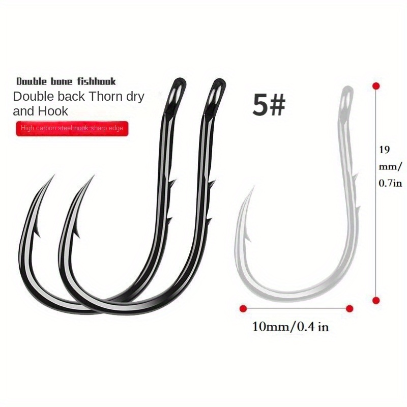 50pcs/pack High Carbon Steel Fishing Hooks Long Shank with Double